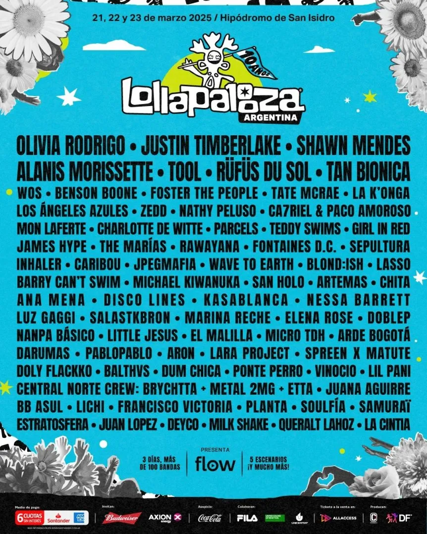 Line up confirmado del Lollapalooza Argentina 2025